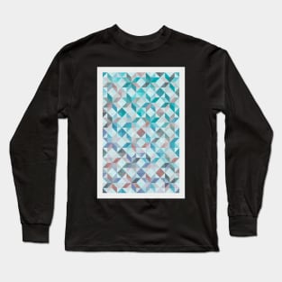 Geometric patchwork stars aqua Long Sleeve T-Shirt